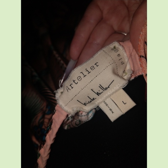 100% Silk Nicole Miller Artelier Low Open Back Boho Tropical Halter Maxi Dress - Picture 6 of 7